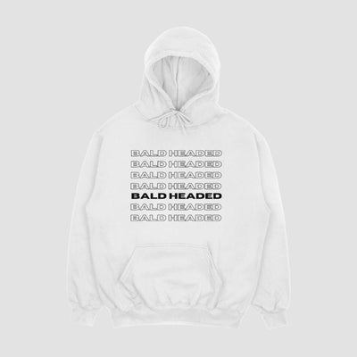 BaldHeaded White Hoodie Black