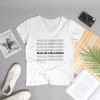 BaldHeaded White V-Neck Black