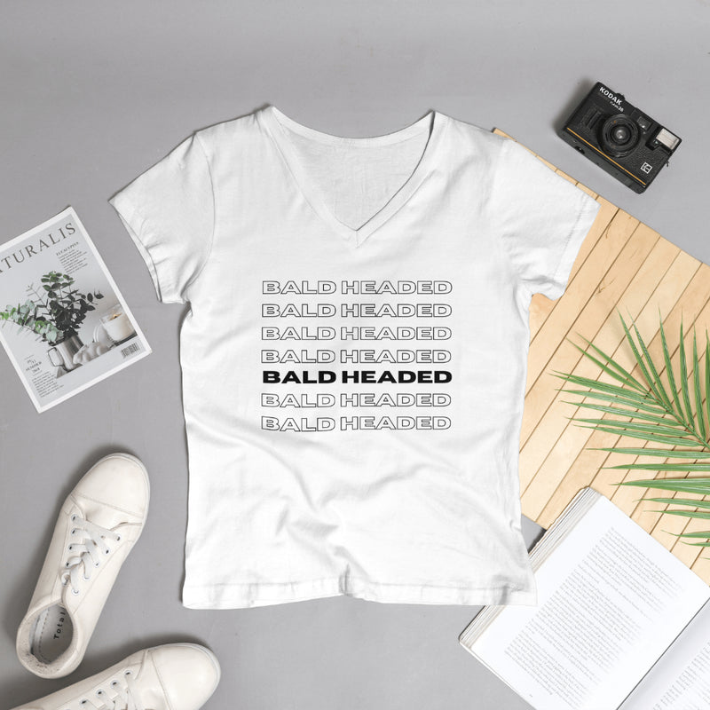 BaldHeaded White V-Neck Black