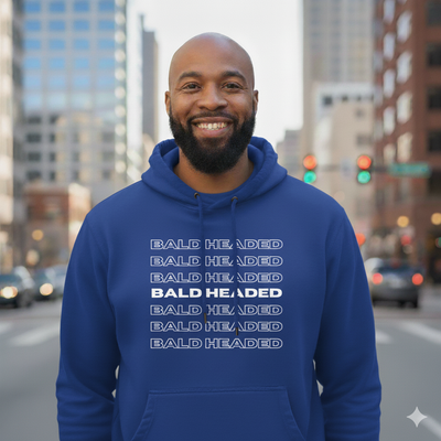 BaldHeaded Hoodie  (Blue and White)