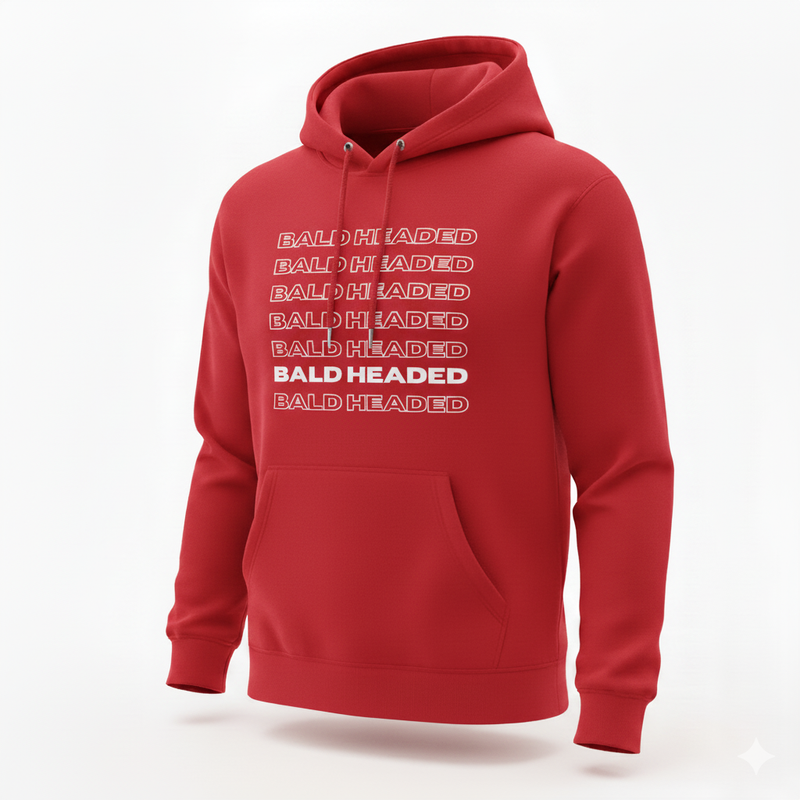 BaldHeaded Hoodie  (Red and White)