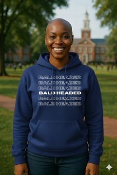 BaldHeaded Hoodie  (Blue and White)
